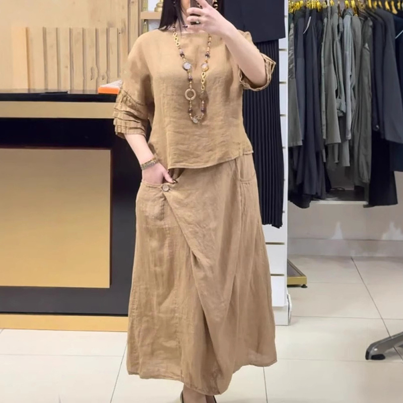 Casual O Neck Top Pullover & A - Summer Linen Clothing For Women のレビューと価格