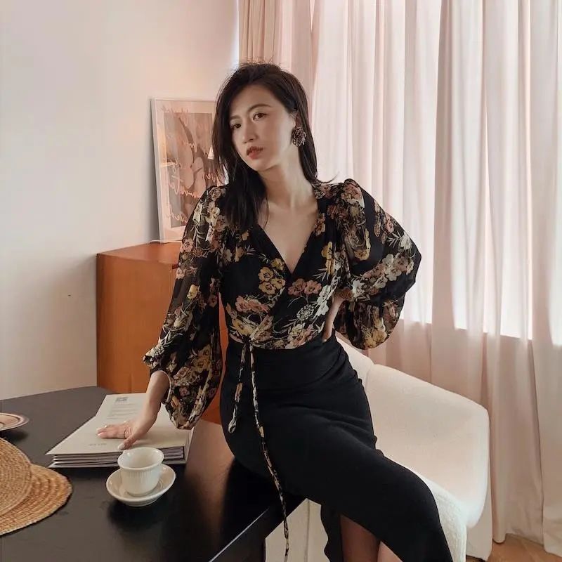 Japan Style Vintage Floral Blo - Crop Blouse Linen のレビューと価格
