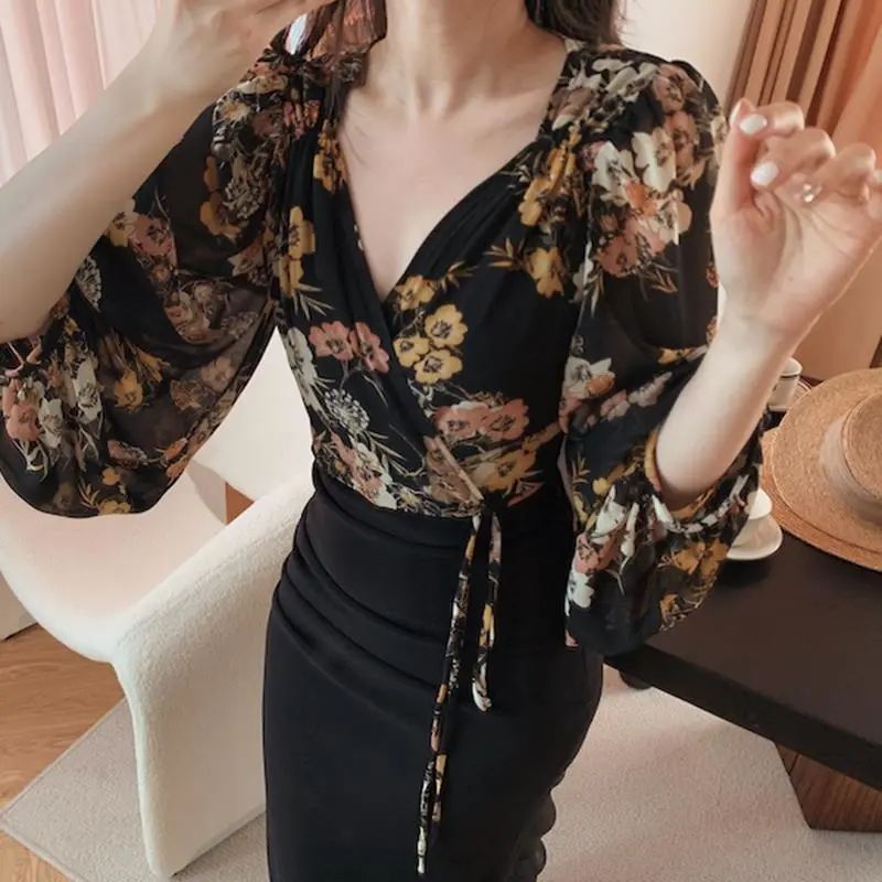 Japan Style Vintage Floral Blo - Crop Blouse Linen のレビューと価格