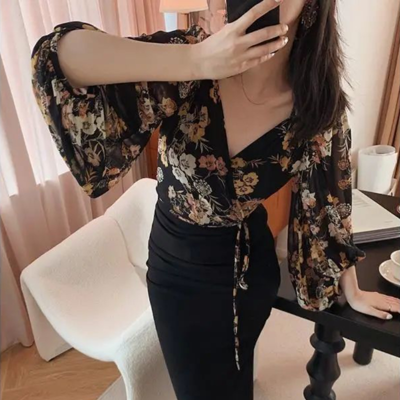Japan Style Vintage Floral Blo - Crop Blouse Linen のレビューと価格