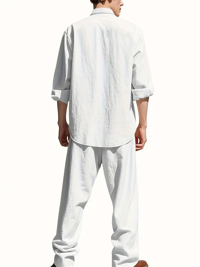 Men's White Linen Suit Set Lon - Summer Clothing Guys のレビューと価格