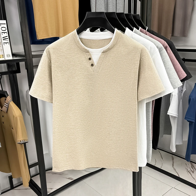 Men's Minimalist Henley Neck T - Summer Clothing Guys のレビューと価格