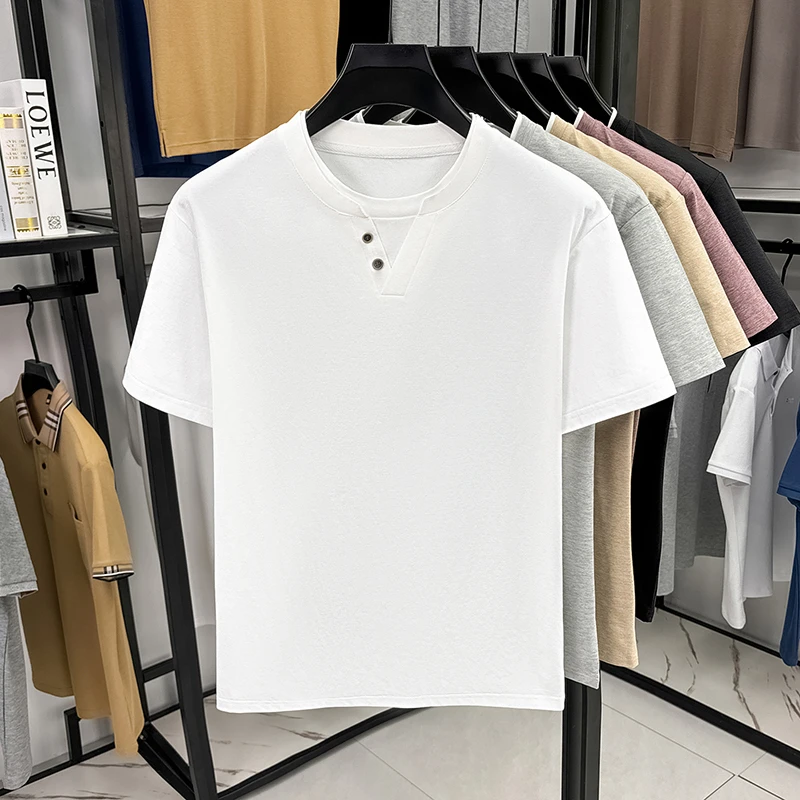 Men's Minimalist Henley Neck T - Summer Clothing Guys のレビューと価格