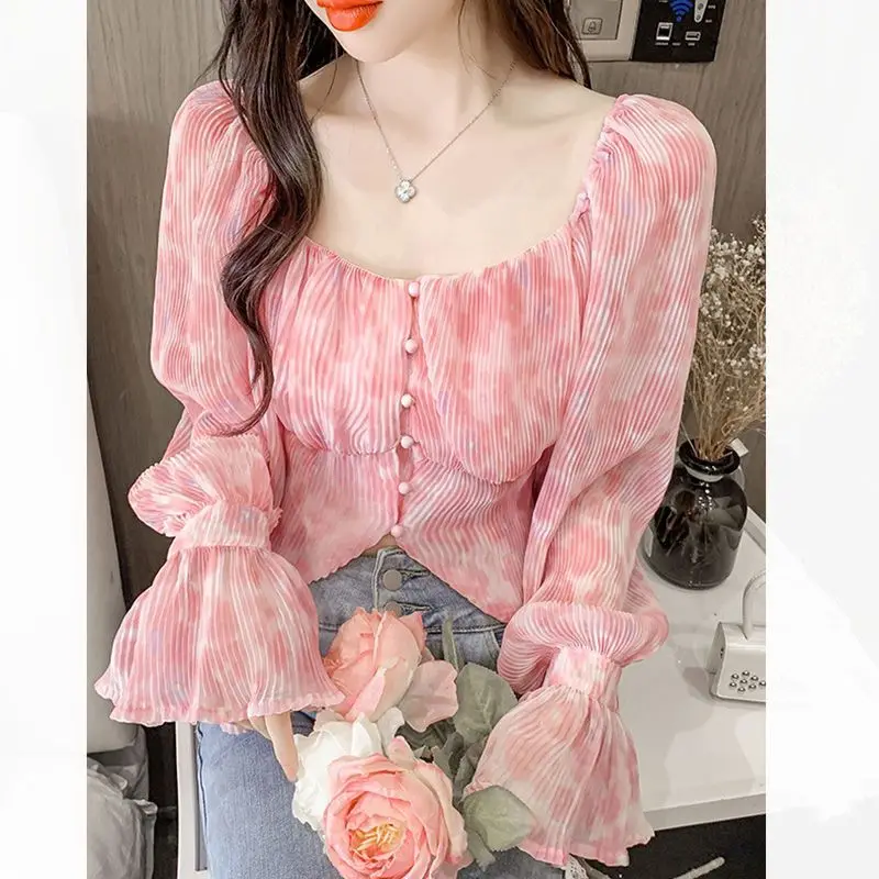 Sexy Kawaii Sweet Square Neck  - Crop Blouse Linen のレビューと価格