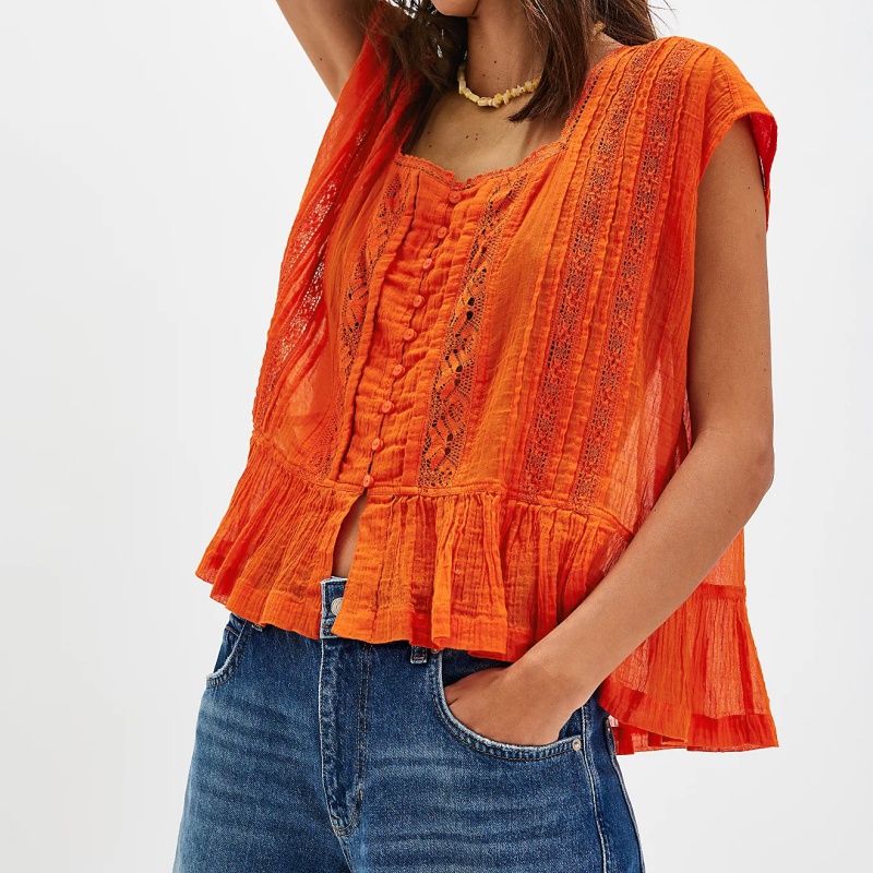 Womens Vintage Tank Crop Top L - Crop Blouse Linen のレビューと価格
