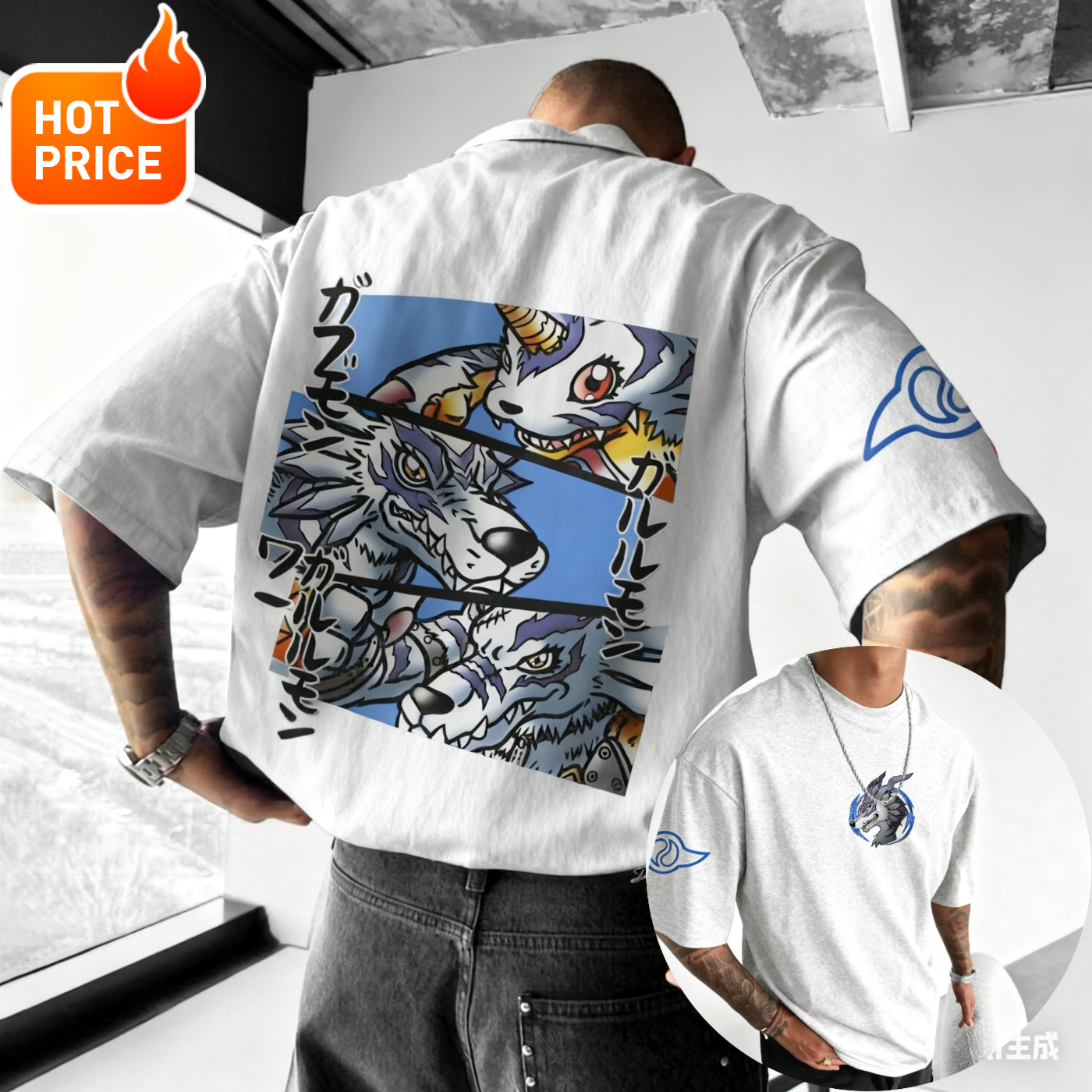 Gabumon Anime Digimon2025 New  - Vintage Summer Clothing Men のレビューと価格