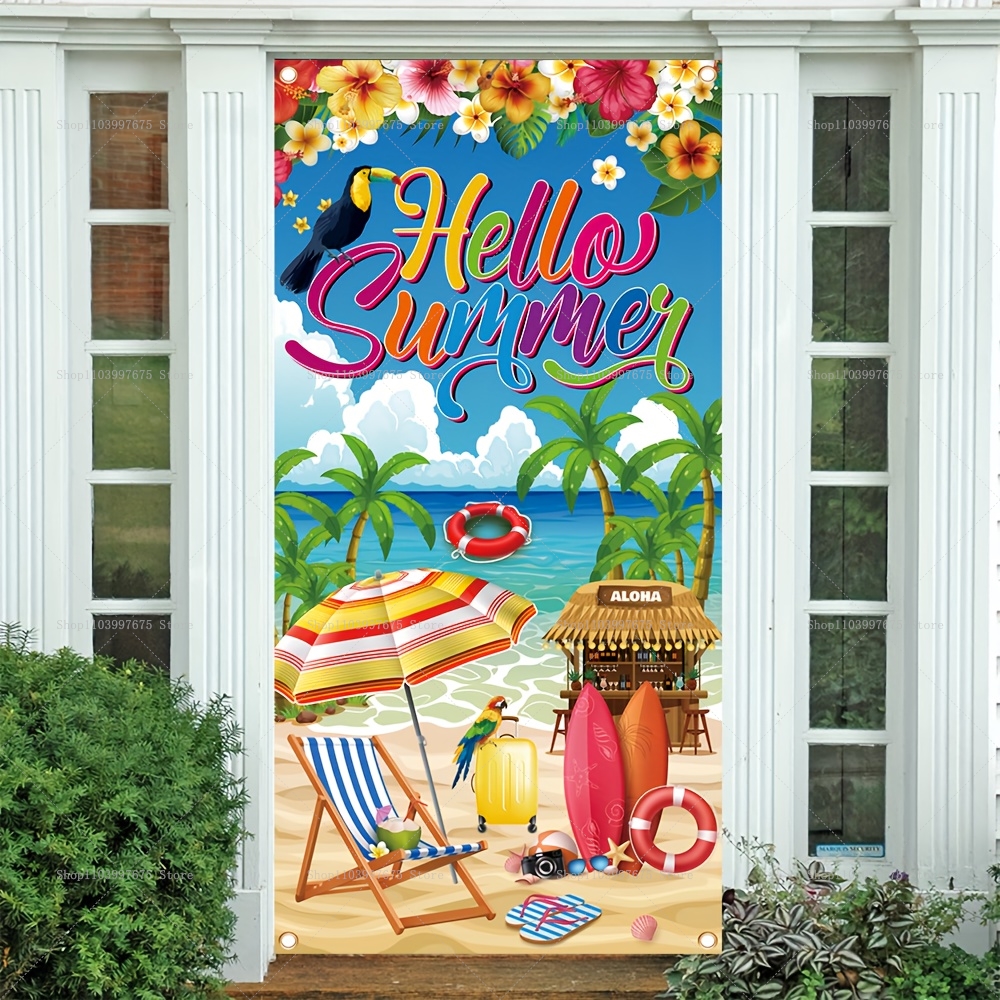1pc 2D Hello Hawaii Door Banne - Summer Clothing Banner のレビューと価格