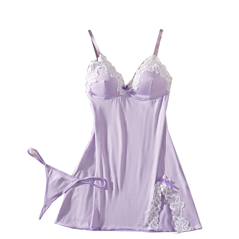 Light Purple Deep V Women Nigh - Summer Light Clothing のレビューと価格
