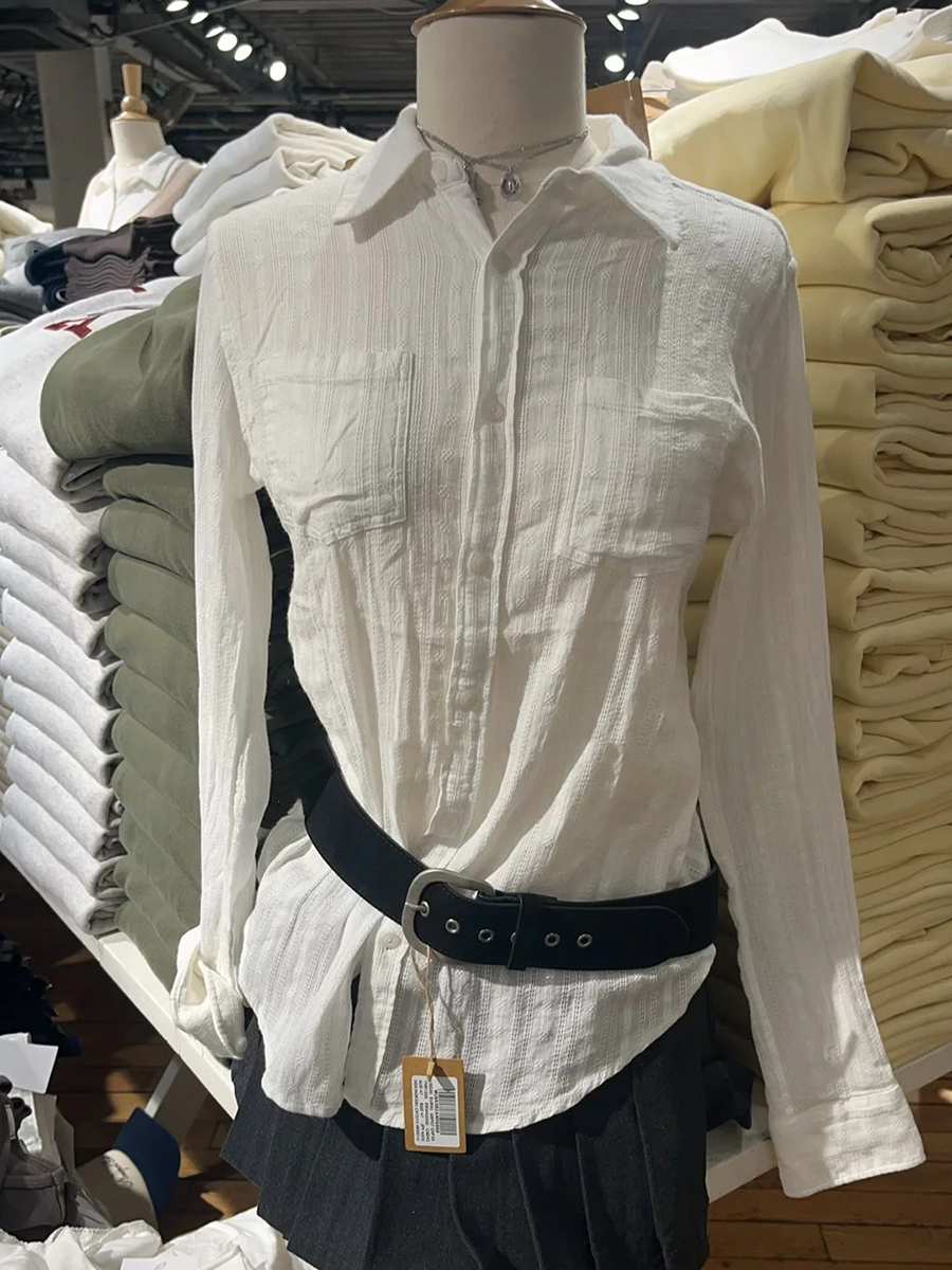 Linen Cotton Collar Buttons Bl - Crop Blouse Linen のレビューと価格