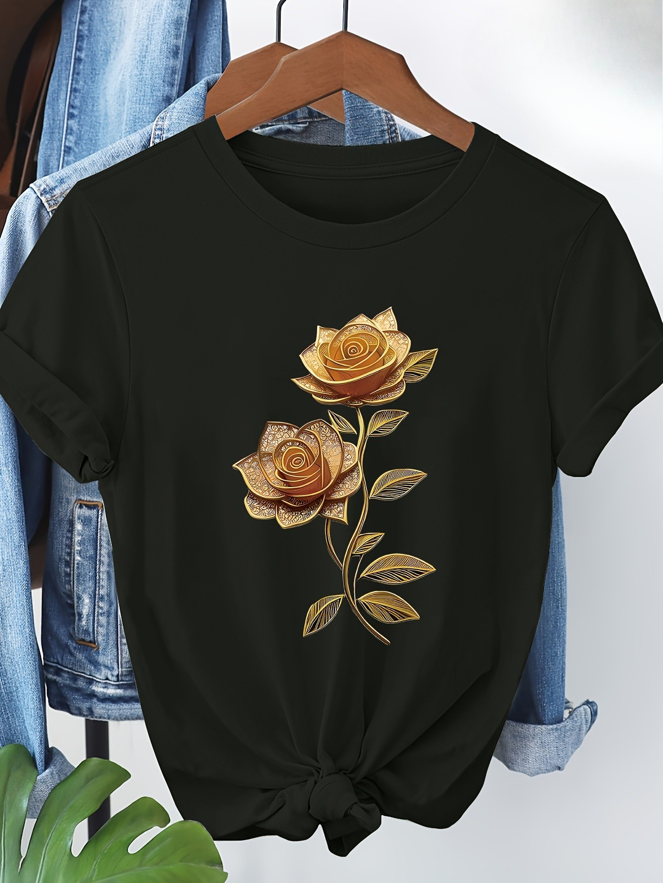 Women's Floral T-Shirt Golden  - Soft Summer Yellow Clothing のレビューと価格