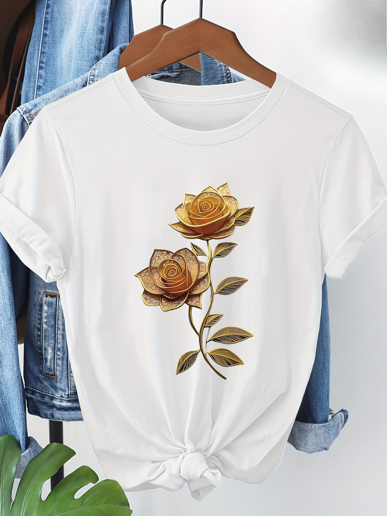 Women's Floral T-Shirt Golden  - Soft Summer Yellow Clothing のレビューと価格
