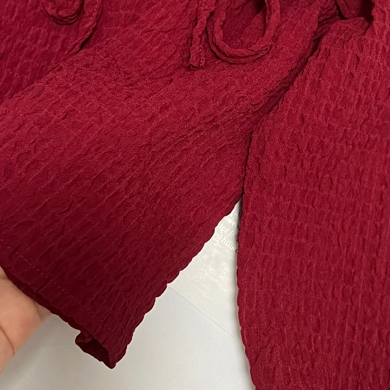 Red Blouses Lace Up Casual Vin - Crop Blouse Linen のレビューと価格