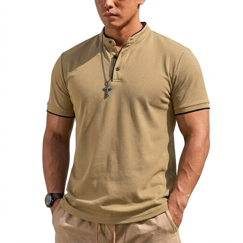 Summer Short Sleeve Henley Shi - Summer Clothing Guys のレビューと価格