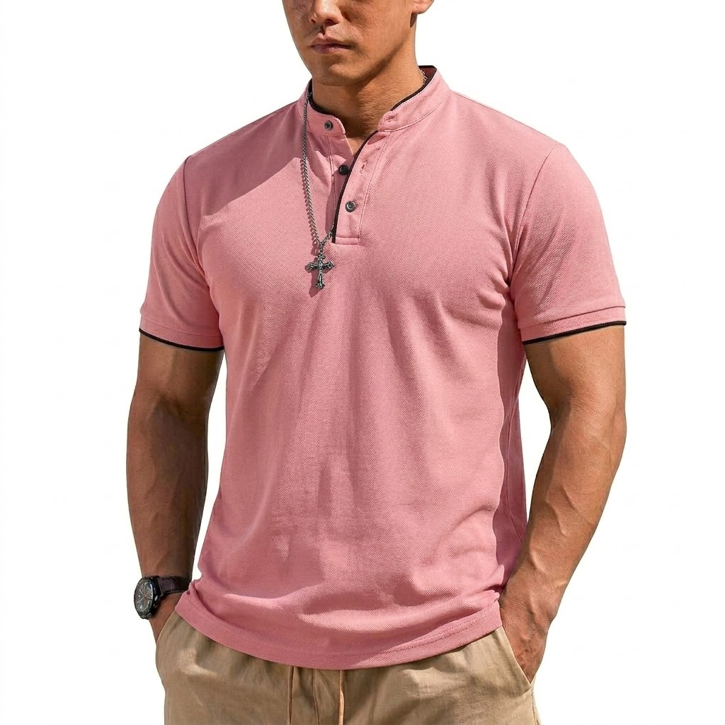 Summer Short Sleeve Henley Shi - Summer Clothing Guys のレビューと価格