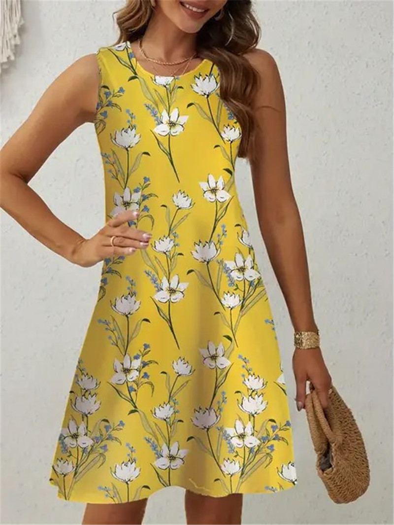 Casual Yellow Floral Dress Wom - Soft Summer Yellow Clothing のレビューと価格