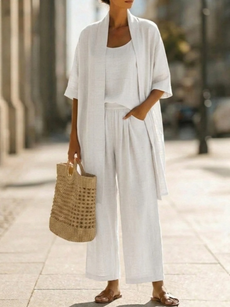 Casual Solid Cotton Linen Loos - Summer Linen Clothing For Women のレビューと価格