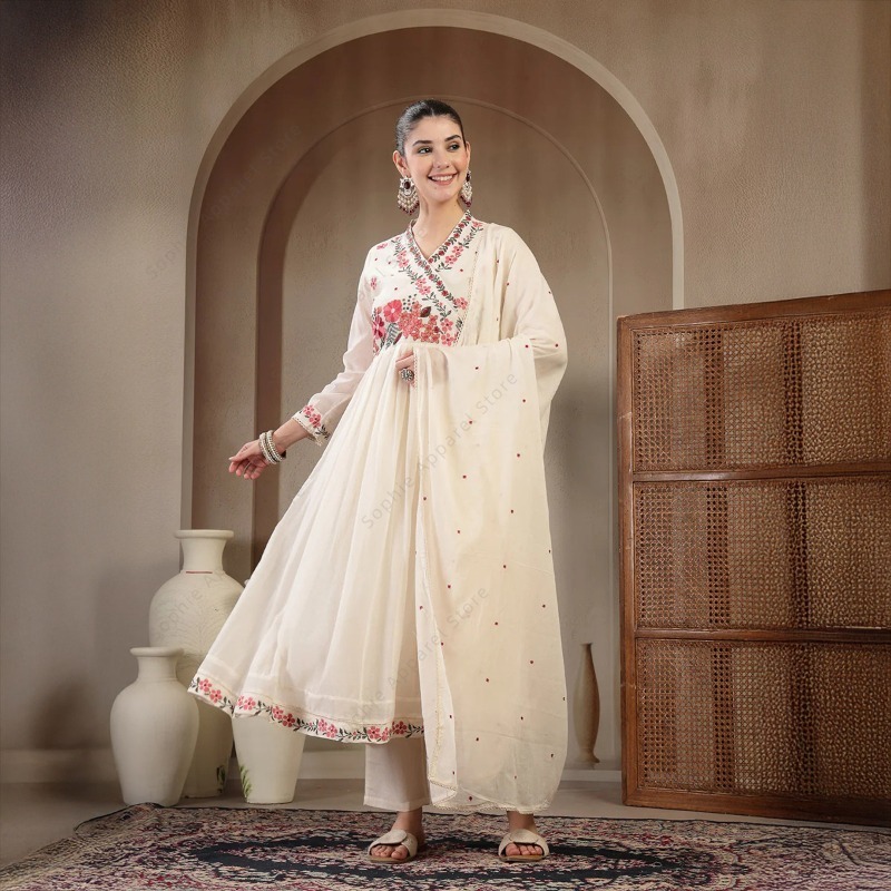 White Cotton Anarkali Kurti Se - Summer Clothing Pakistan のレビューと価格