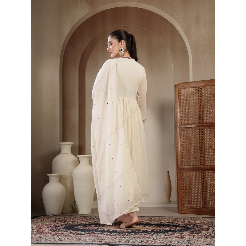 White Cotton Anarkali Kurti Se - Summer Clothing Pakistan のレビューと価格