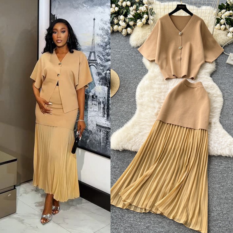 Knit Two Piece Women Top Dress - Summer Linen Clothing For Women のレビューと価格