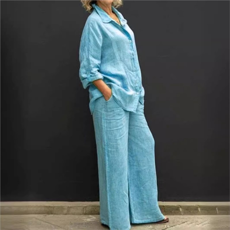 Two Pieces Set Autumn Vintage  - Summer Linen Clothing For Women のレビューと価格