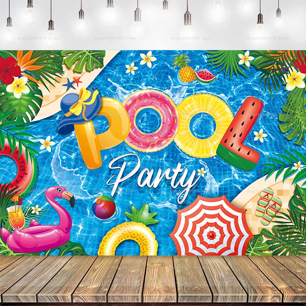 Summer Pool Party Backdrops Ho - Summer Clothing Banner のレビューと価格