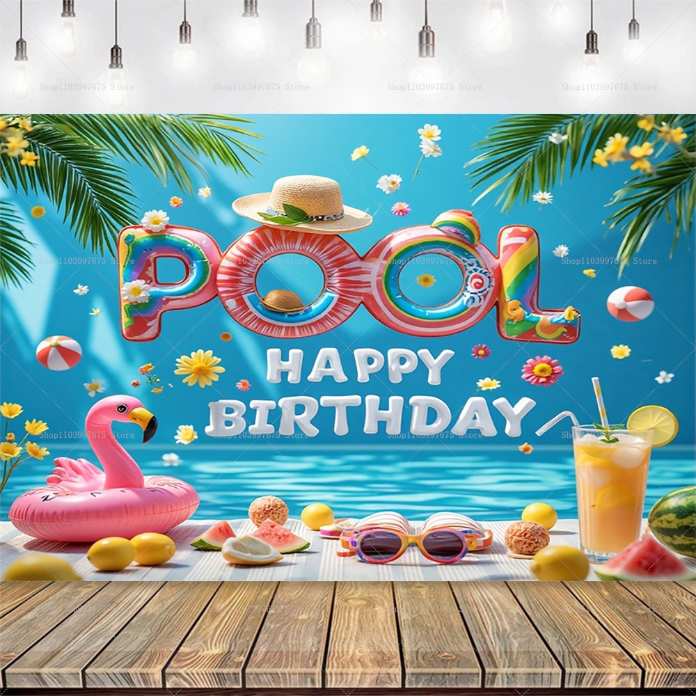 Summer Pool Party Backdrops Ho - Summer Clothing Banner のレビューと価格