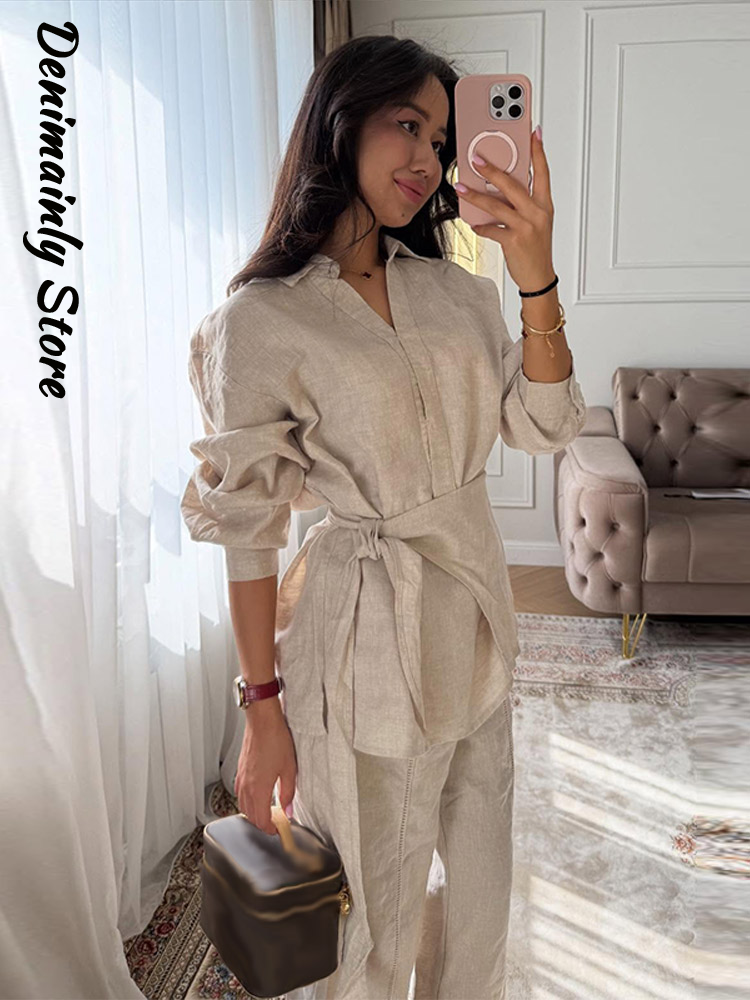 Casual Women's Linen Pants Set - Summer Linen Clothing For Women のレビューと価格