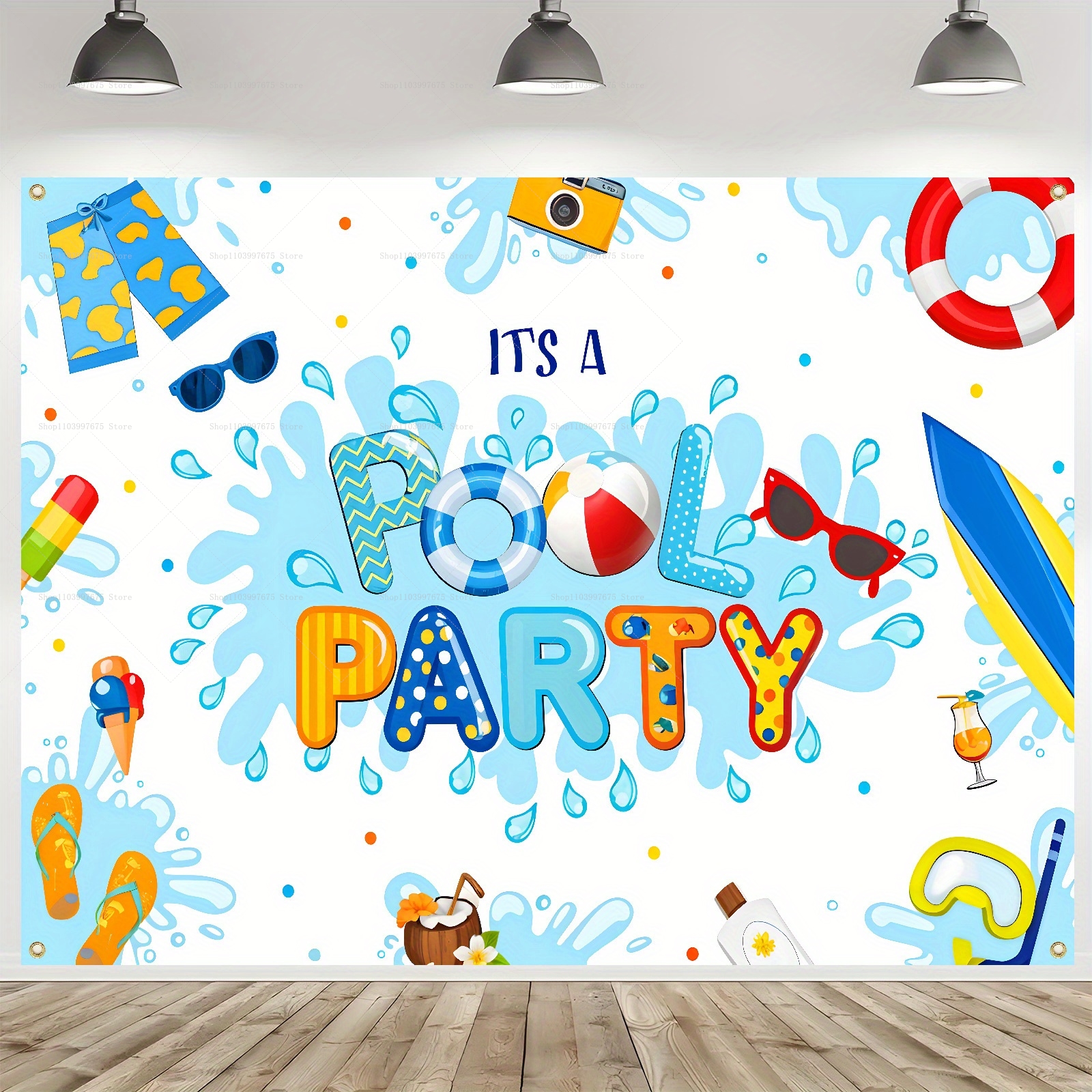 Vibrant Pool Backdrops Swimmin - Summer Clothing Banner のレビューと価格