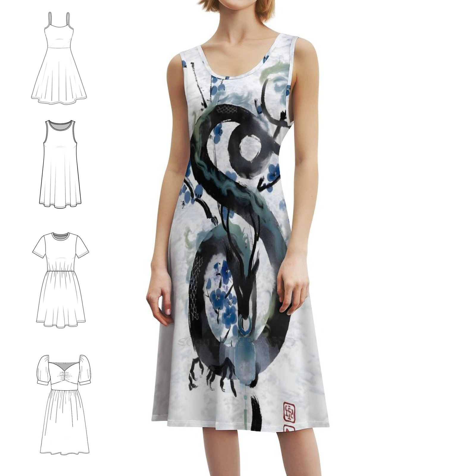 Japanese Blue Night Dragon Ink - Summer Japanese Clothing のレビューと価格