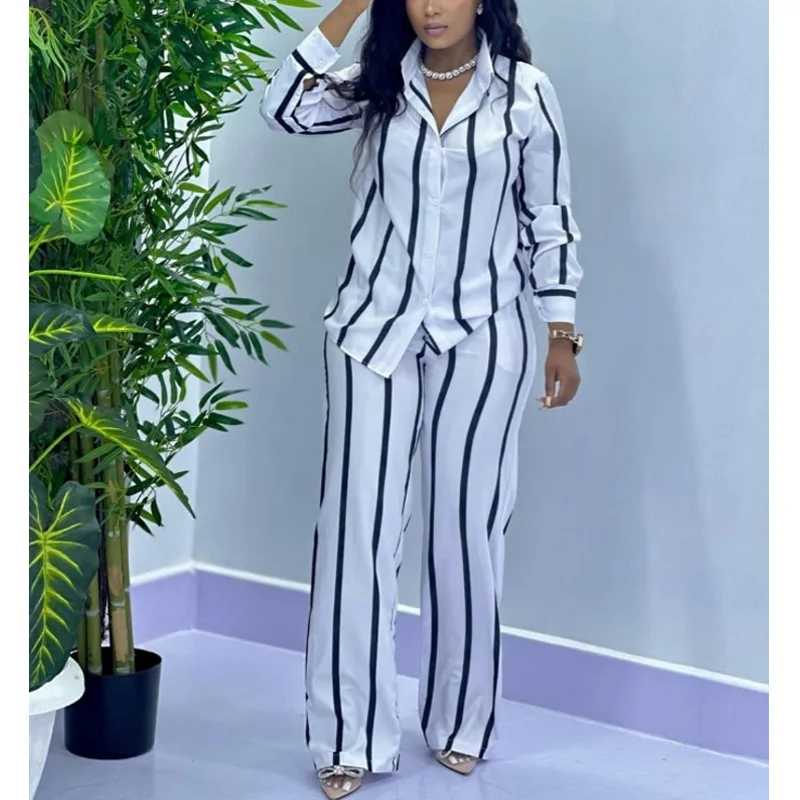 African Fashion Stripe Two Pie - Summer Linen Clothing For Women のレビューと価格