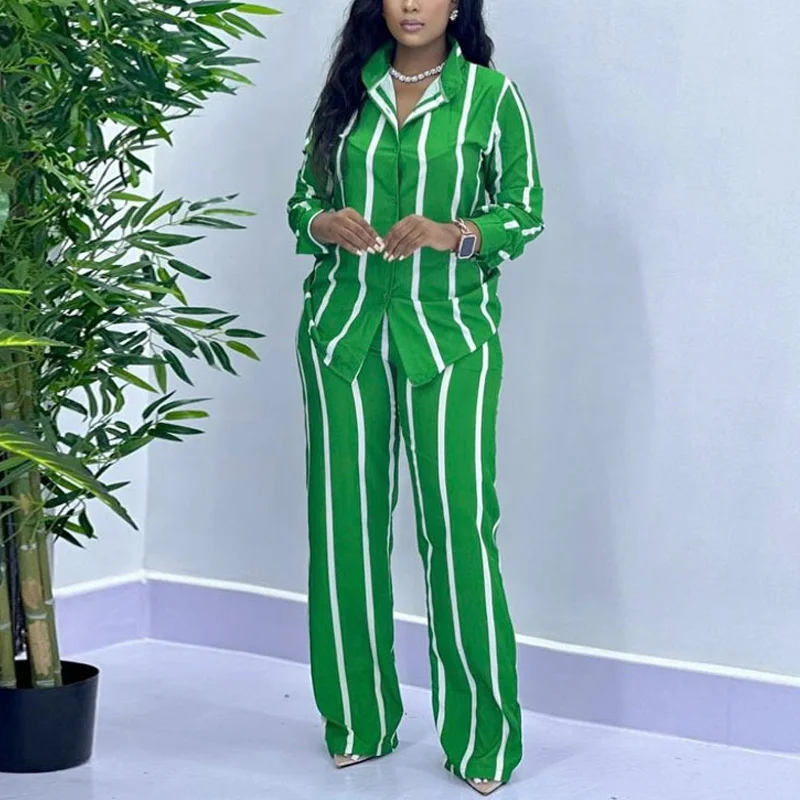 African Fashion Stripe Two Pie - Summer Linen Clothing For Women のレビューと価格