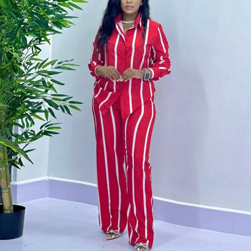 African Fashion Stripe Two Pie - Summer Linen Clothing For Women のレビューと価格