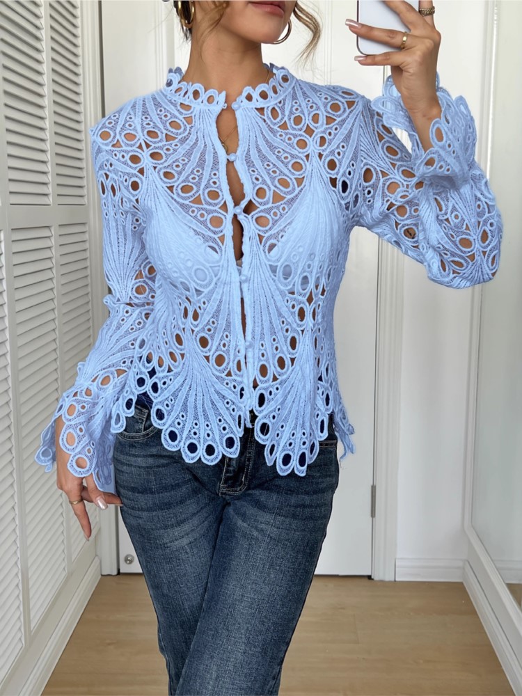 White Lace Shirt For Women Fas - Summer Holiday Clothing Women のレビューと価格