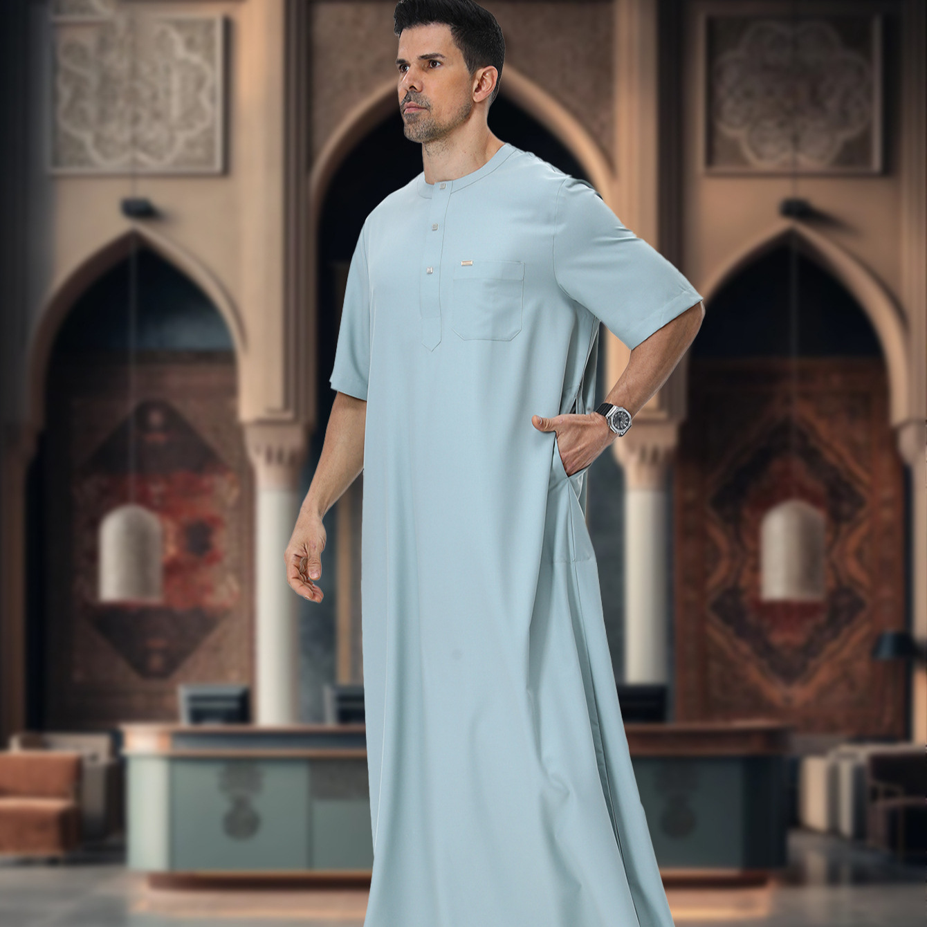 Muslim Men Abaya Kaftan Pakist - Summer Clothing Pakistan のレビューと価格