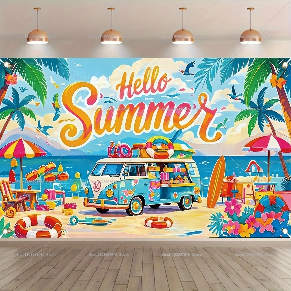 2D Hello Summer Ocean Beach Ba - Summer Clothing Banner のレビューと価格