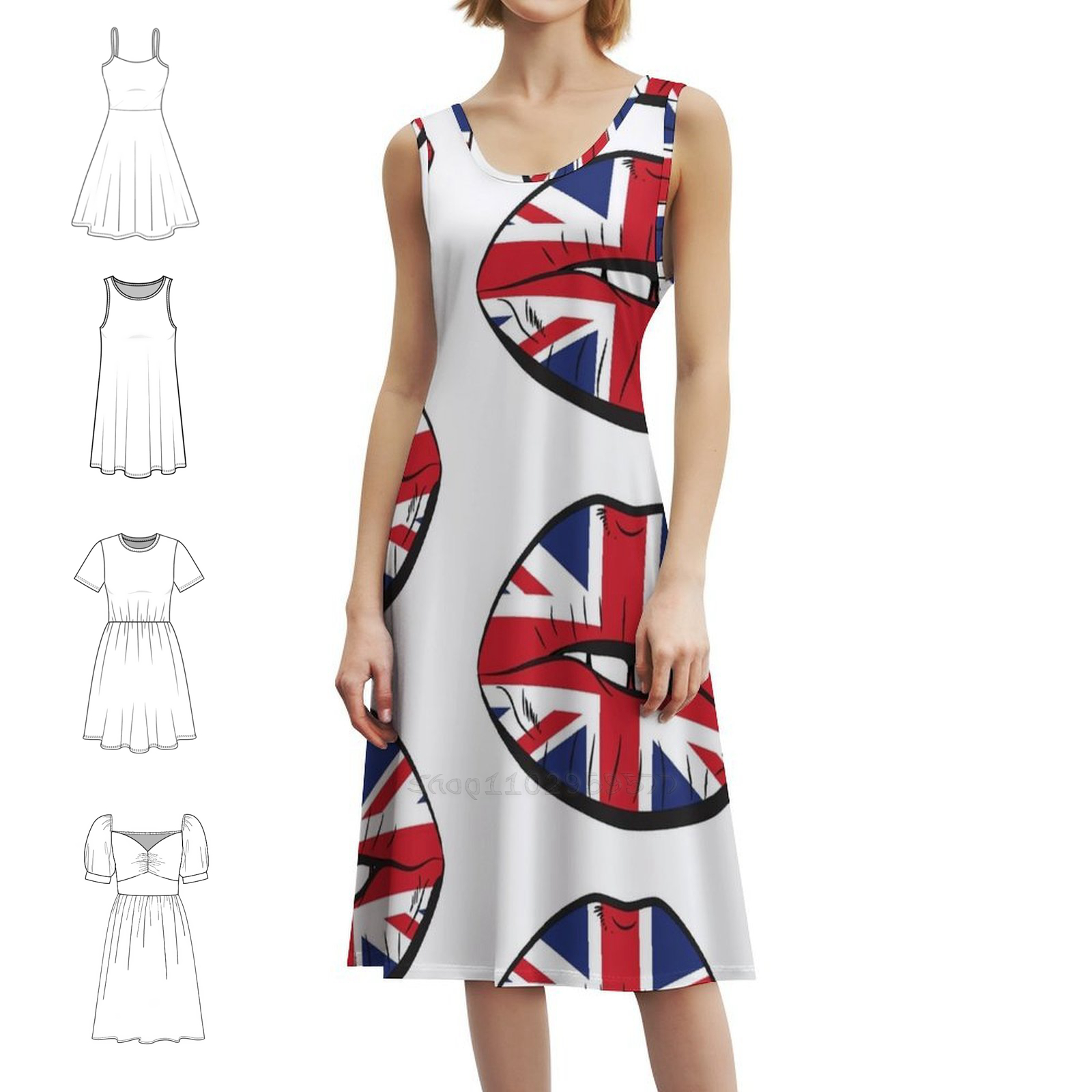 British Flag Fan Lips Uk Fan U - Womens Summer Clothing Uk のレビューと価格