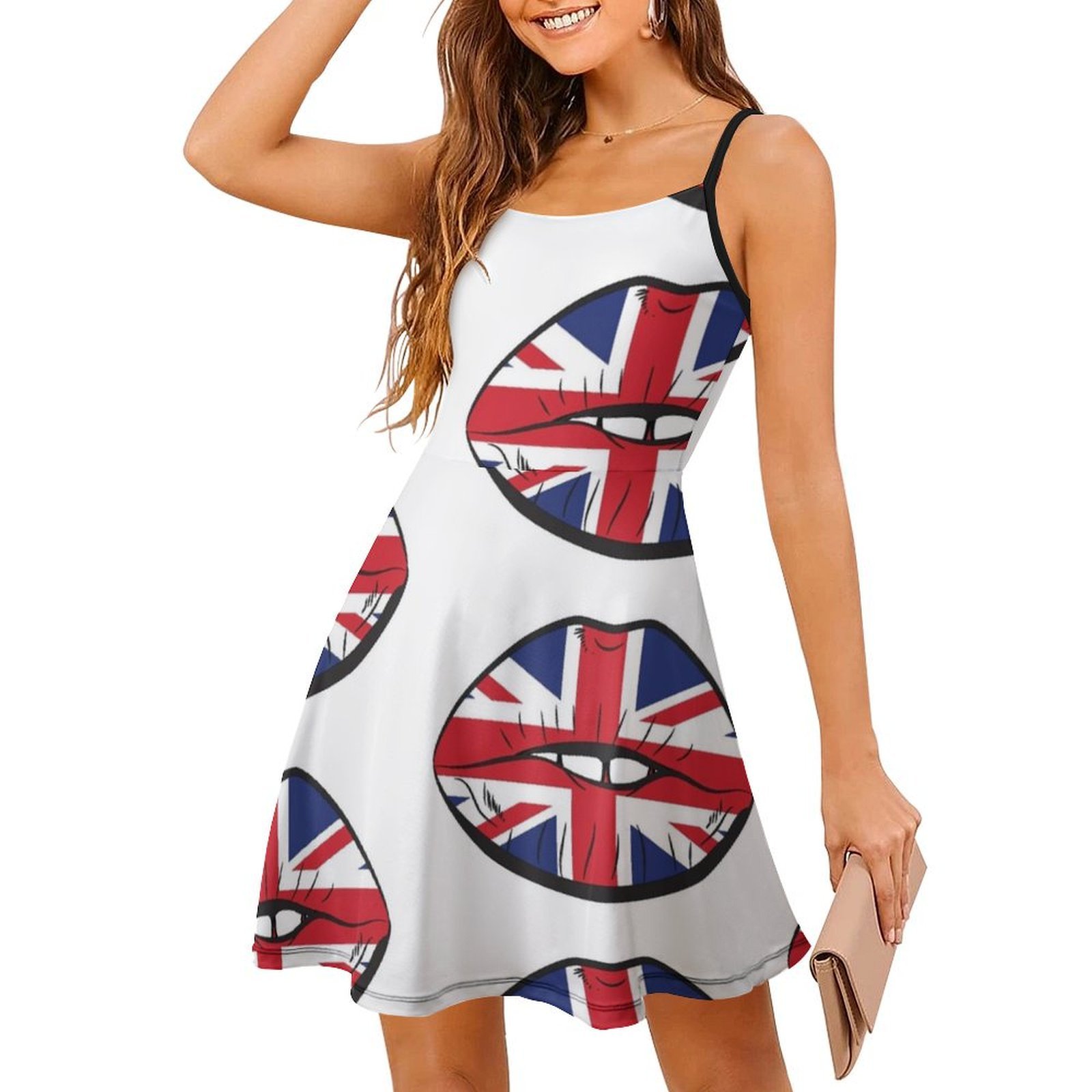 British Flag Fan Lips Uk Fan U - Womens Summer Clothing Uk のレビューと価格