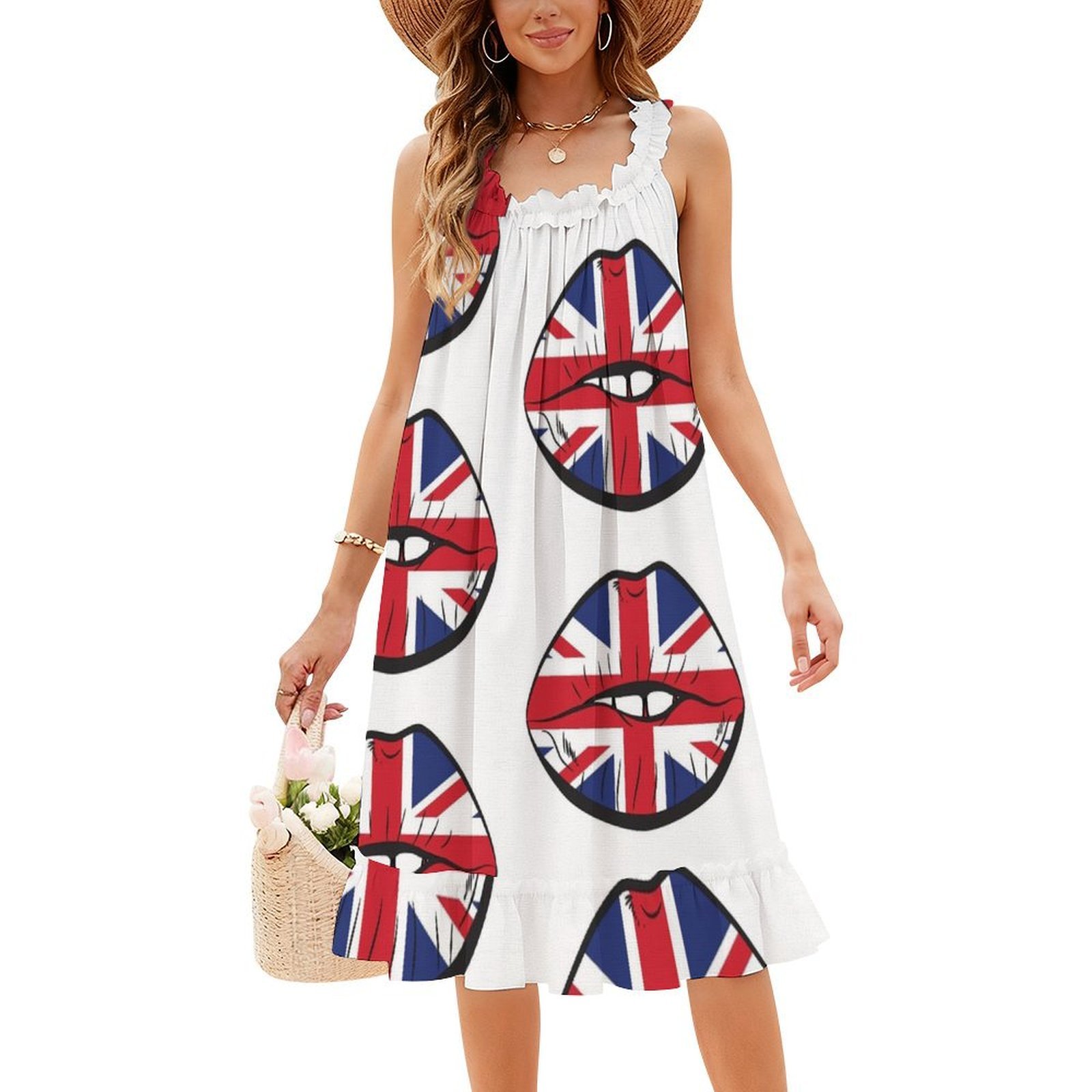 British Flag Fan Lips Uk Fan U - Womens Summer Clothing Uk のレビューと価格