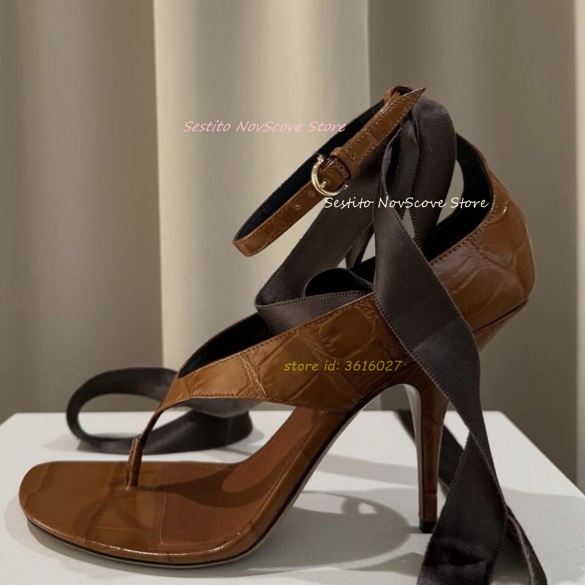 Brown Open Toe Lace Up Sandals - Summer Clothing Petite のレビューと価格