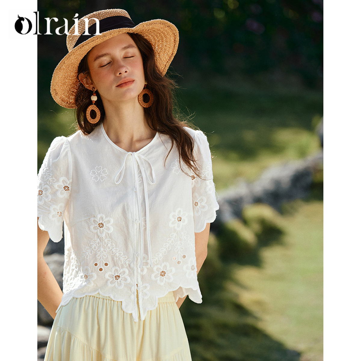OLrain Women French Style Crop - Crop Blouse Linen のレビューと価格