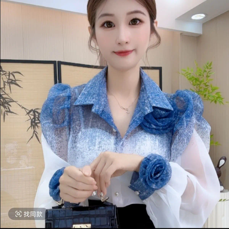 Gradient Color Shirt Women Fre - Summer Clothing In French のレビューと価格